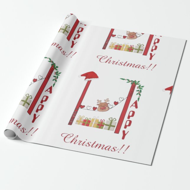 Lycklig julklappare presentpapper (Utrullad)