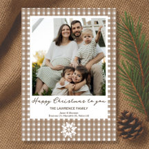 Lycklig-julljupet Land Gingham Helgdag Photo Card