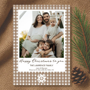 Lycklig-julljupet Land Gingham Helgdag Photo Card Julkort