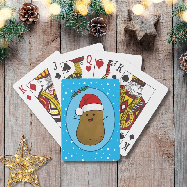 Lycklig julpotatis casinokort (Adorable Christmas Potato Playing Cards)