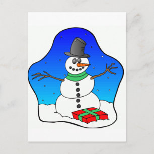 Lycklig julsnögubbe helg vykort