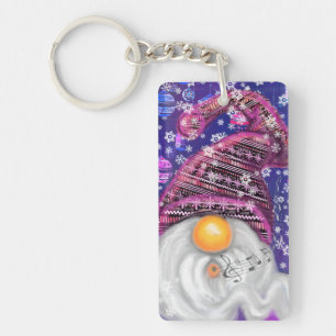 Lycklig jultomte i Lila Hat Keychain