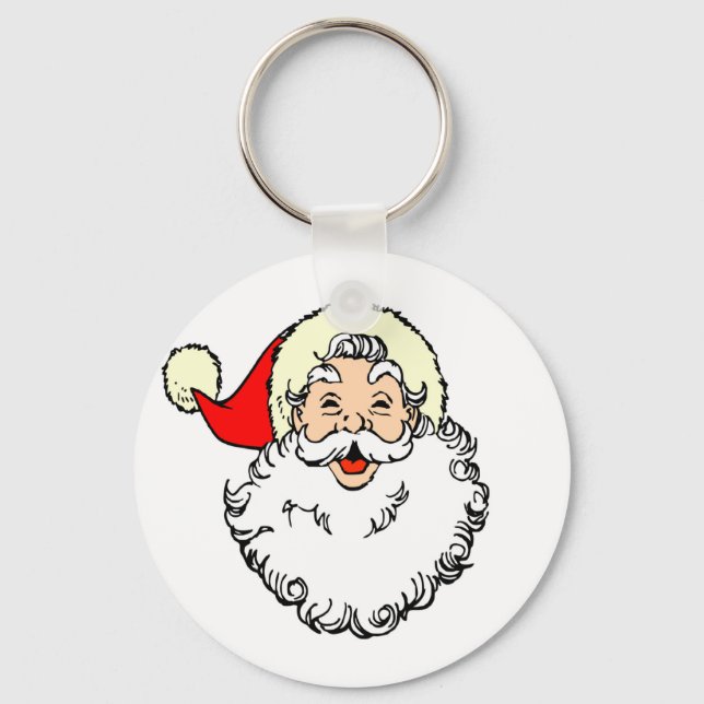 Lycklig Jultomten Ansikte Tecknad Nyckelring (Framsida)