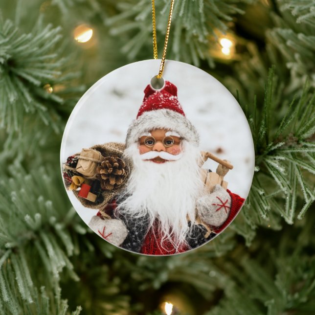 Lycklig Jultomten Doll vid Snö Julgransprydnad Keramik (Träd)