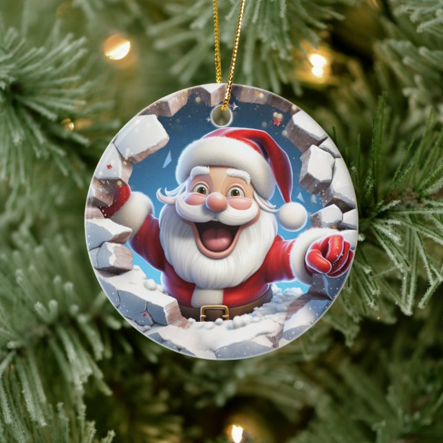 Lycklig Jultomten. Jultidsinställning. Julgransprydnad Keramik (Träd)