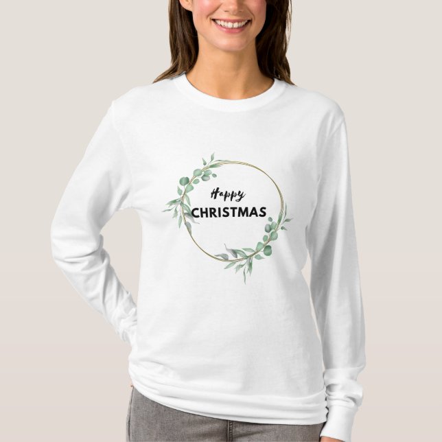 Lycklig-jultomten, långdragen T-shirt (Framsida)