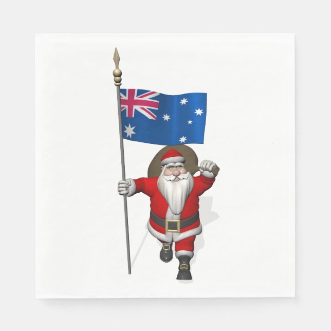 Lycklig Jultomten med Flagga Australien Pappersservett (Framsidan)