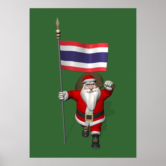 Lycklig Jultomten med Flagga Thailand Poster (Framsidan)