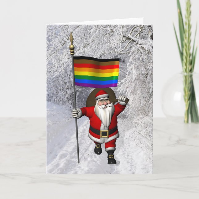 Lycklig Jultomten med Philadelphia Pride Flagga Helgkort (Framsida)