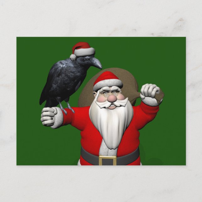 Lycklig Jultomten med stor korv Helg Vykort (Framsida)