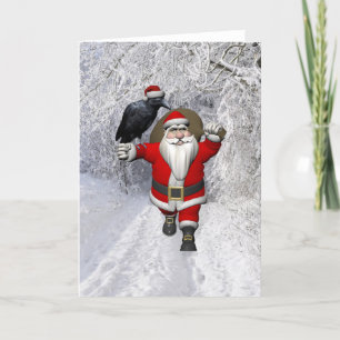 Lycklig Jultomten med stor korv Helgkort