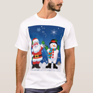 Lycklig Jultomten och Snögubbe T Shirt