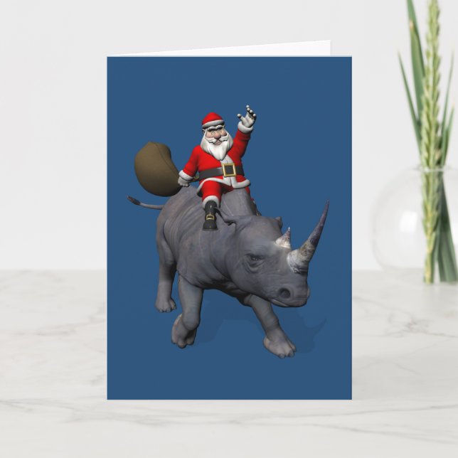 Lycklig Jultomten på Rhino Rhinoceros Helgkort (Framsida)