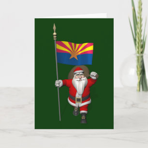 Lycklig Jultomten på väg till Arizona Helgkort