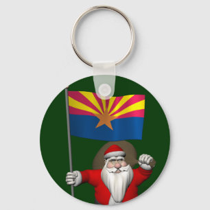 Lycklig Jultomten på väg till Arizona Nyckelring