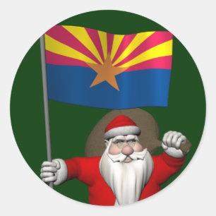 Lycklig Jultomten på väg till Arizona Runt Klistermärke