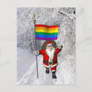 Lycklig Jultomten stöder Gay rights Helg Vykort