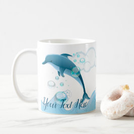 Lycklig Jumping Dolphin med Bubbles Kaffemugg
