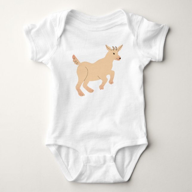 Lycklig Jumping Goat Kid T Shirt (Framsida)