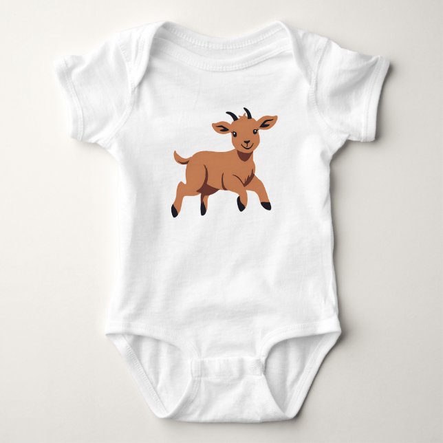 Lycklig Jumping Goat Kid T Shirt (Framsida)