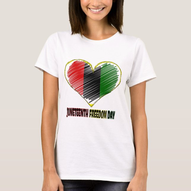 lycklig junelfte afrikanska flagga t shirt (Framsida)