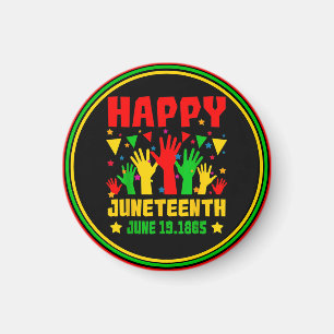 Lycklig Junetonde Gulten Black Red Grönt Händer Magnet