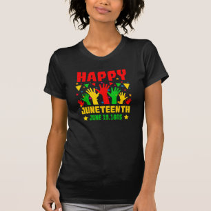 Lycklig Junetonde Gulten Black Red Grönt Händer T Shirt