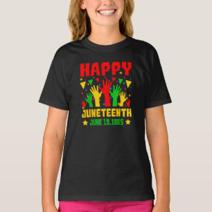 Lycklig Junetonde Gulten Black Red Grönt Händer T Shirt