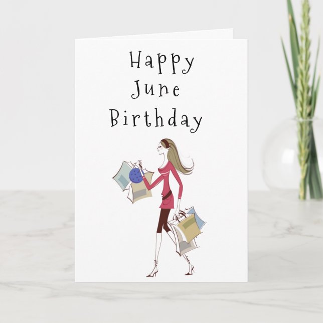 LYCKLIG ***JUNI** BIRTHDAG FÖR **HER** KORT (Framsida)