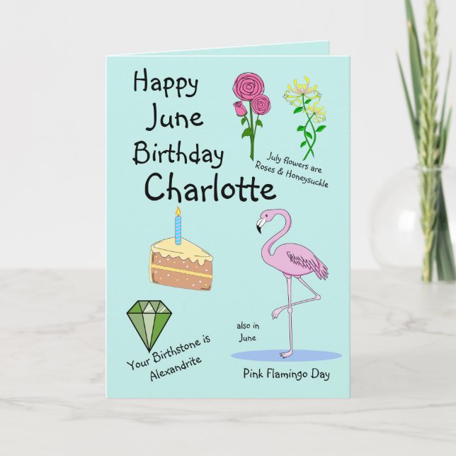 Lycklig Juni-födelsedagskortet för låsta hälsninga Kort (Framsida)