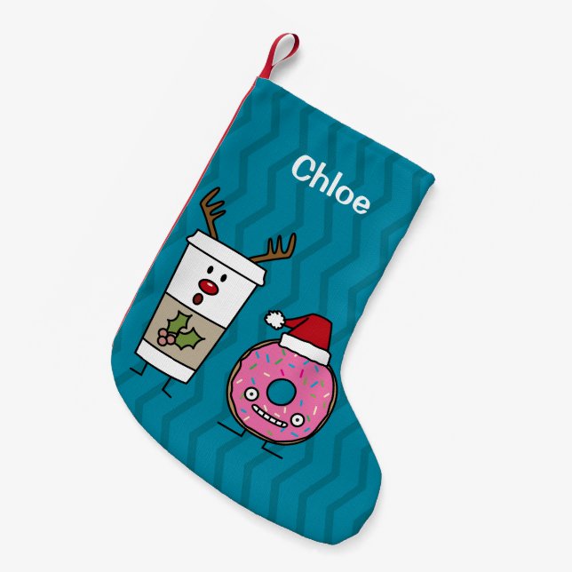 Lycklig kafferen- och munkSanta hatt Liten Julstrumpa (Framsidan (Hängande))