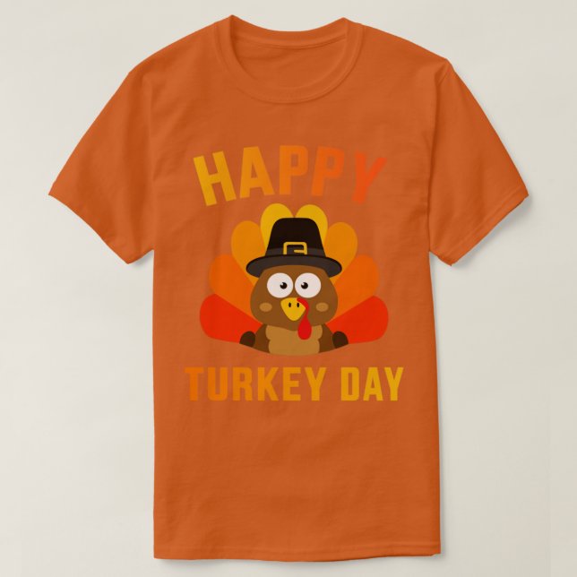 Lycklig kalkondag med söt fågel för thanksgiving d t shirt (Design framsida)