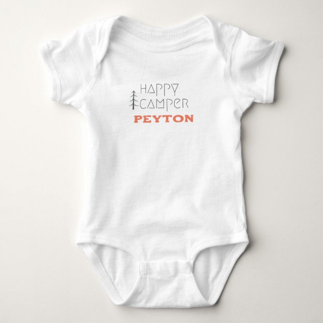 lycklig-kamper.Anpassat namn.Baby One-Biet Bodykos T Shirt (Framsida)
