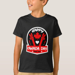 Lycklig Kanada Dag 1 juli T-Shirt