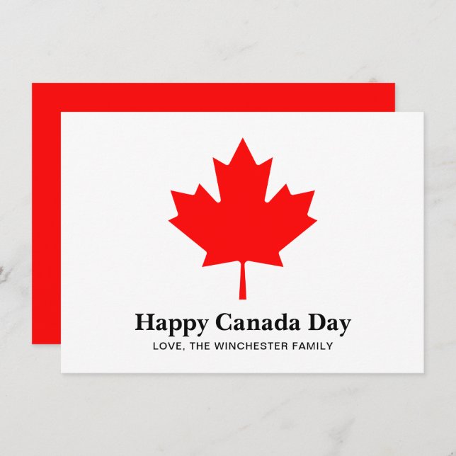 Lycklig Kanada-dagarstext för anpassningsbar med r Kort (Fram/baksida)