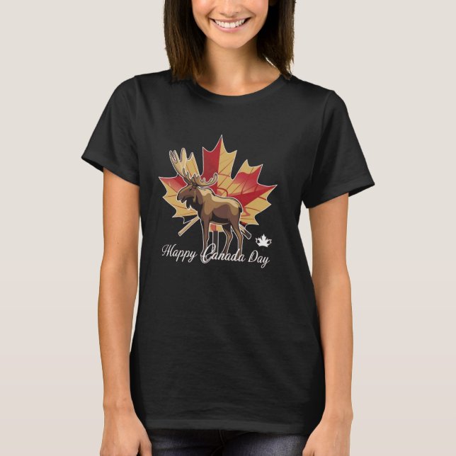 Lycklig Kanada-dagen Funny Maple Löv Kanada-dag 1 T Shirt (Framsida)