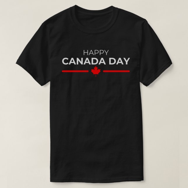 Lycklig Kanada-dagskarpa Löv Red White T Shirt (Design framsida)