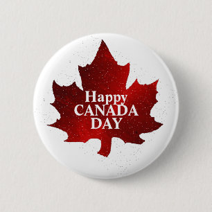 Lycklig KANADA DAY RED MAPLE LÖV Knapp