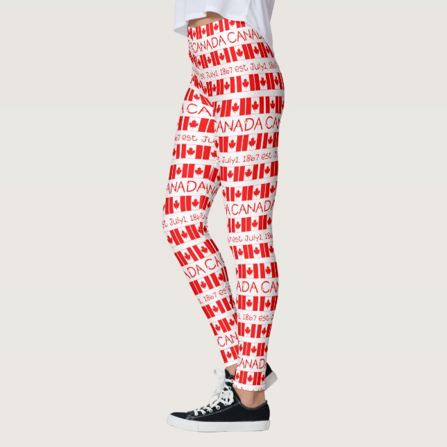Lycklig Kanadadag Maple Löv Mönster Funny Leggings (Vänster)