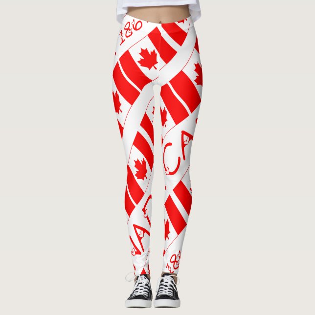 Lycklig Kanadadag Maple Löv Mönster Funny Leggings (Framsida)