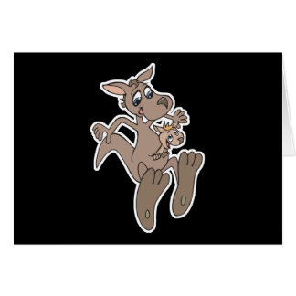 lycklig kangaroo och joey hälsningskort