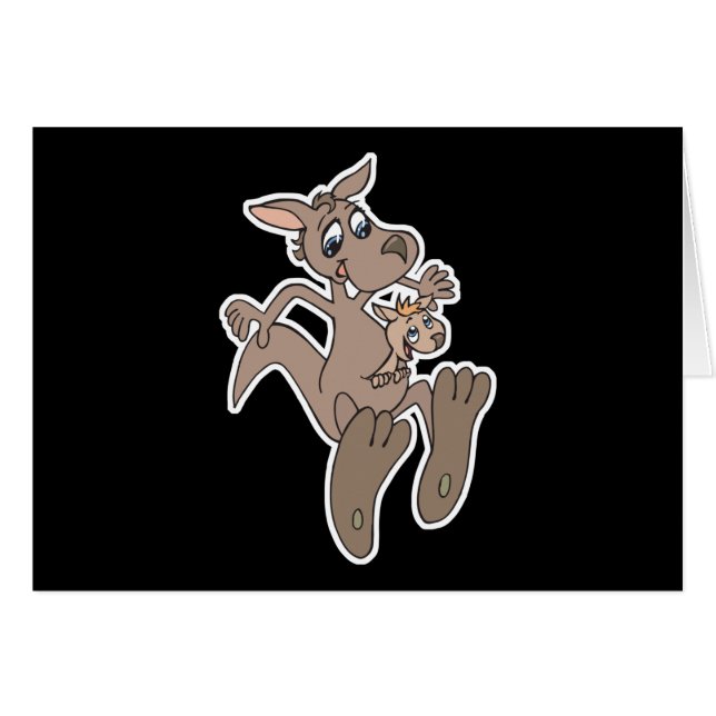 lycklig kangaroo och joey hälsningskort (Framsidan Horizontal)