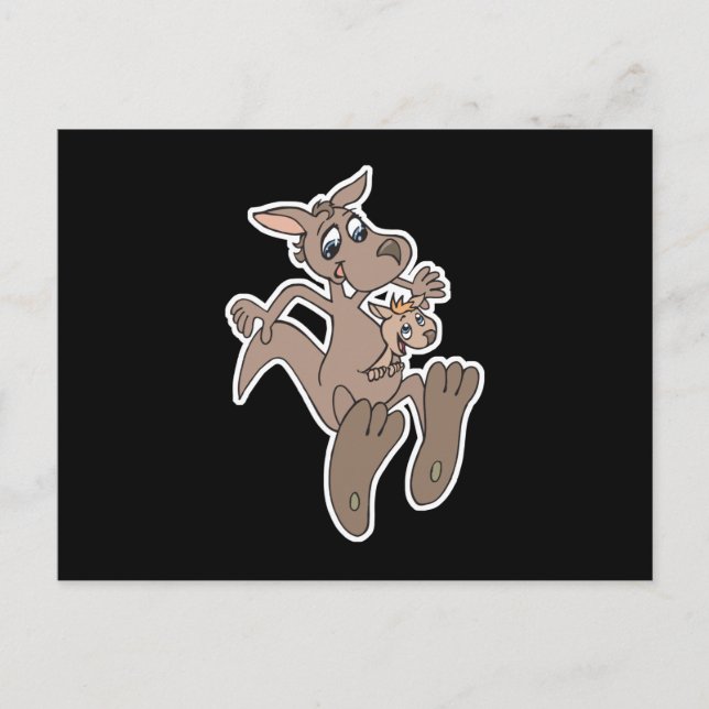 lycklig kangaroo och joey vykort (Framsida)