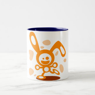 Lycklig kanin (orangen) Två-Tonad mugg