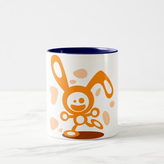 Lycklig kanin (orangen) Två-Tonad mugg (Center)
