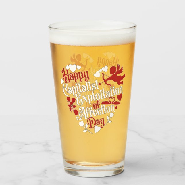 Lycklig kapitalistiskt utnyttjande av olycksdagen glaskopp (Baksida fylld)