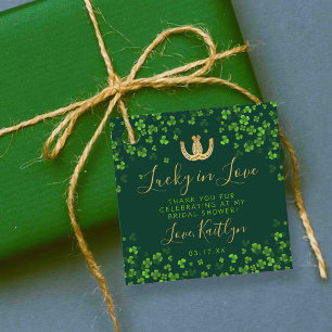 Lycklig kärlek bröllopsdusch på St. Patrick's Day Gåvor Etiketter