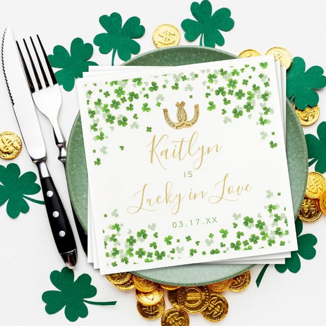 Lycklig kärlek bröllopsdusch på St. Patrick's Day Pappersservett (Skapare uppladdad)