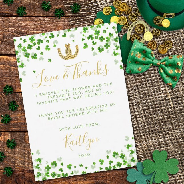 Lycklig kärlek Bröllopsfest St. Patrick's Day Tack Kort (Skapare uppladdad)