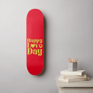 LYCKLIG KÄRLEK DAGEN guld Mini Skateboard Bräda 18,5 Cm